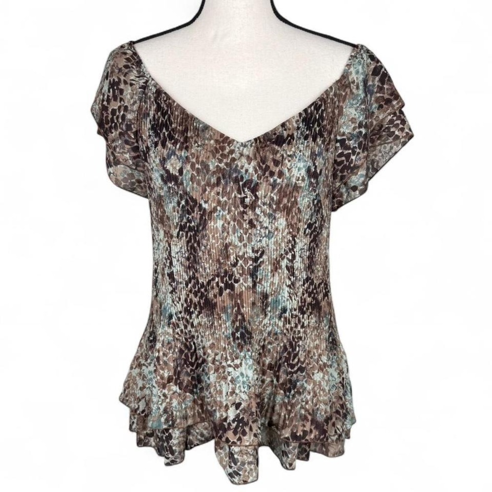 Piano Y2K blue and brown Leopard Peplum Top